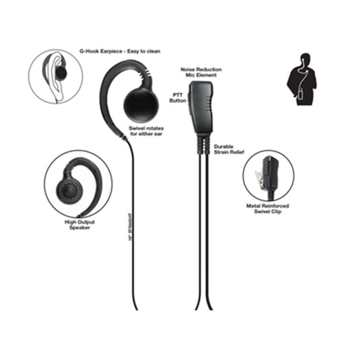 Kenwood CGX1060 Single Pin - NXP Ear Hanger with PTT & Mic